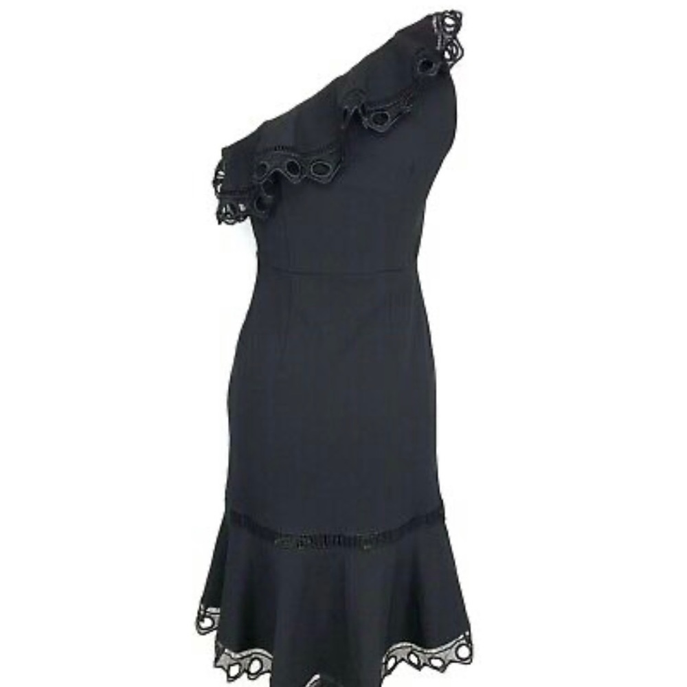 Nanette Lepore NWT Women’s Size 2 One Shoulder Knit Dress High Low Flounce New - Picture 8 of 11